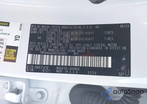 2024 Toyota Corolla Cross L из США, поврежденный, VIN 7MUAAAAG0RV098661